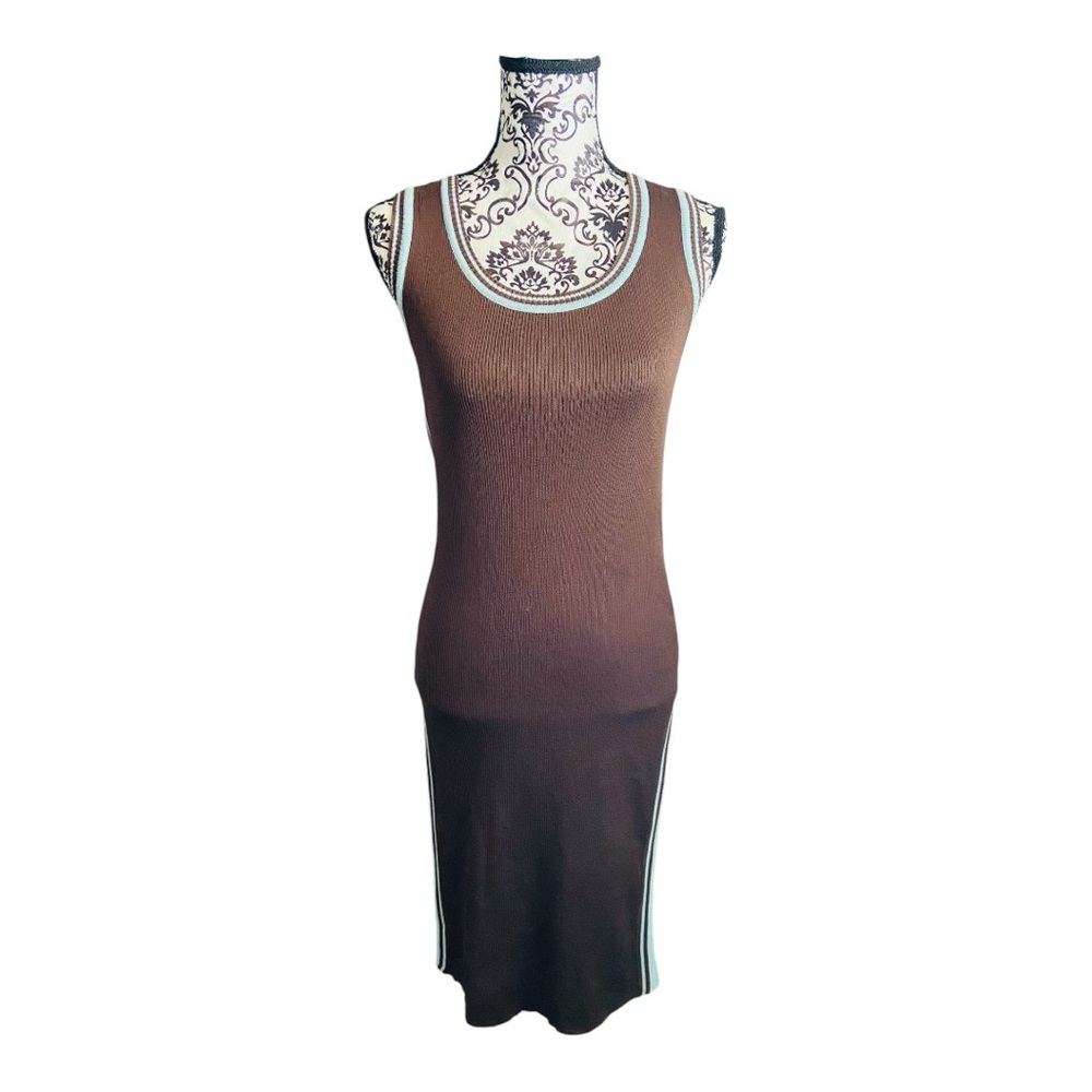 BAMTOLY brown and blue sporty spandex dress